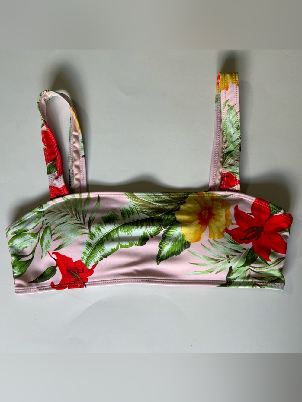 🔥4 for $25 Pink Tropical Floral Bandeau Bikini Top
